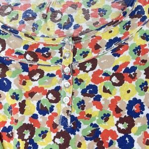 Vintage Henley Top Floral Y2K‎ Loft Cottagecore Earthy Sustainable Nature Sz Med